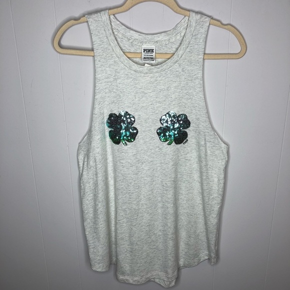 PINK Victoria’s Secret Sequin St Patty’s Day Tank - Picture 1 of 6